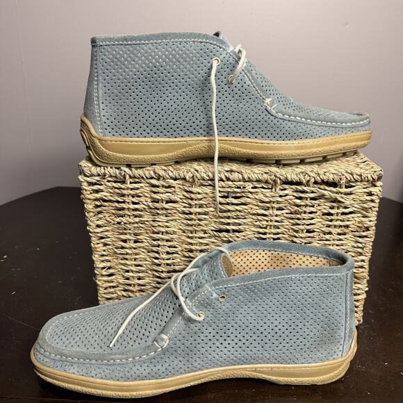 Loriblu Perforated casual Shoes Men\'s blue Leather made in Italy EU 42 US 9